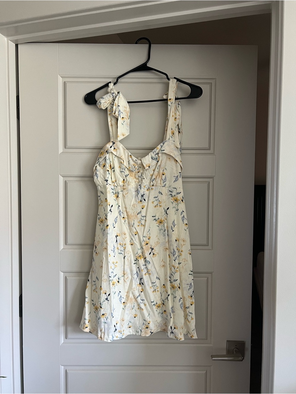 Francesca's Collections Cream Mini Dress with Yellow & Blue Floral